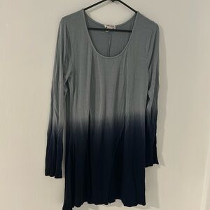 Long sleeve, gray and blue ombre, gray, and blue women’s shirt